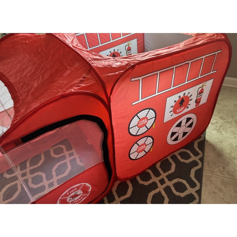 Fire Truck Pop Up Play Tent With Costume & Siren Button Storage Bag Included